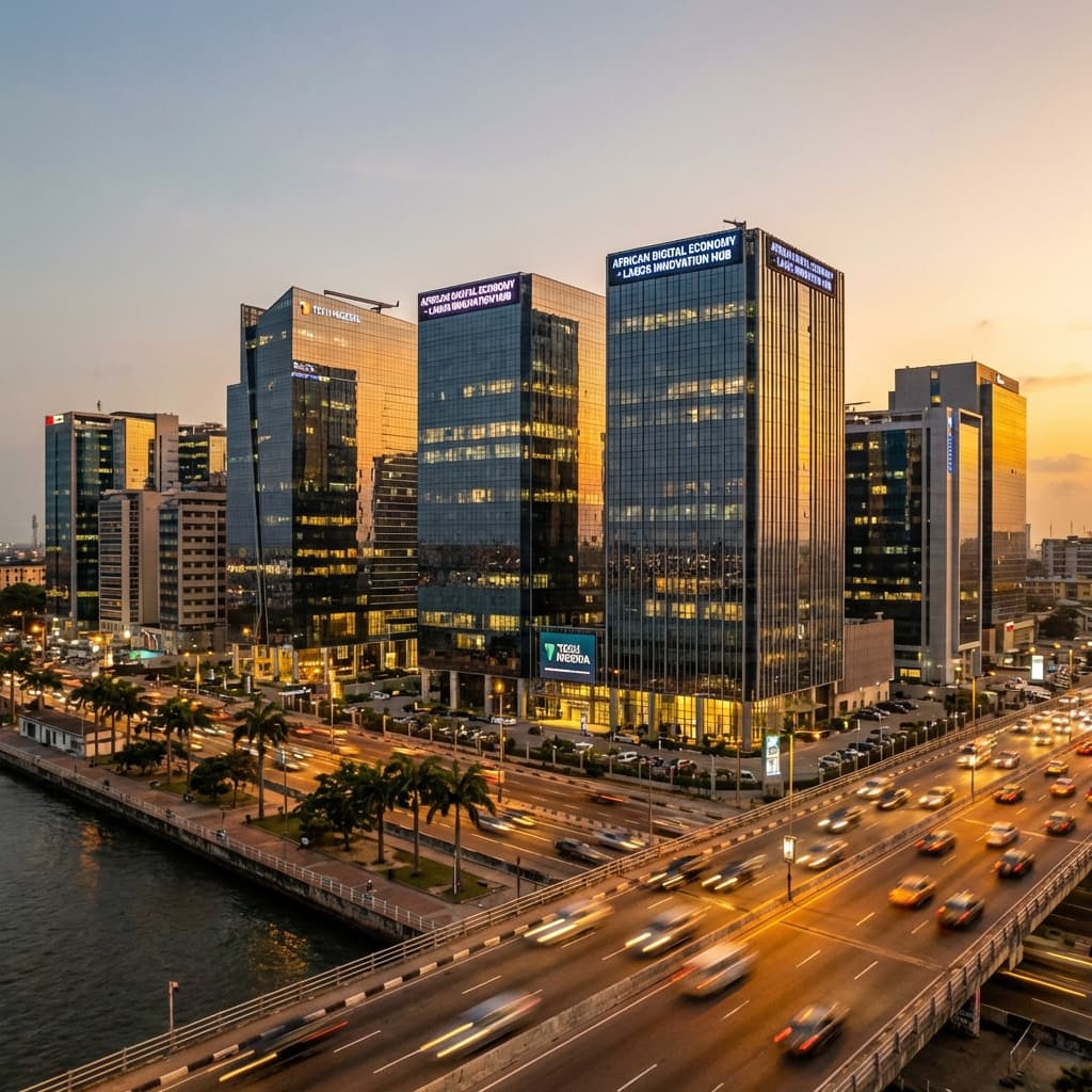 Modern Lagos Nigeria cityscape representing the African digital economy